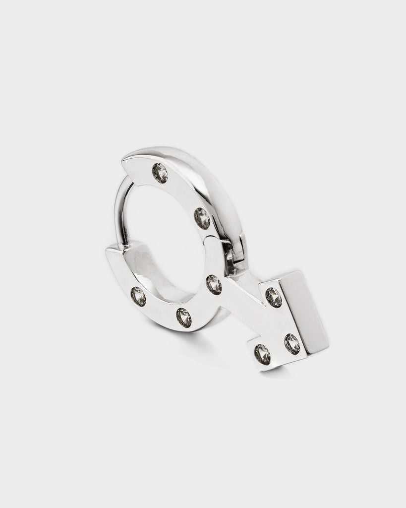 Silver Mossanite Mars Symbol Earrings OLUV Jewelry