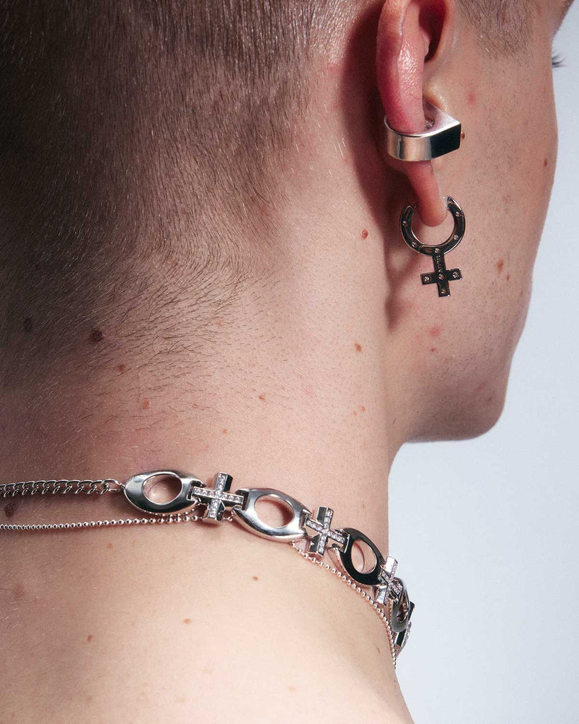 Silver Mossanite Venus Symbol Earrings OLUV Jewelry