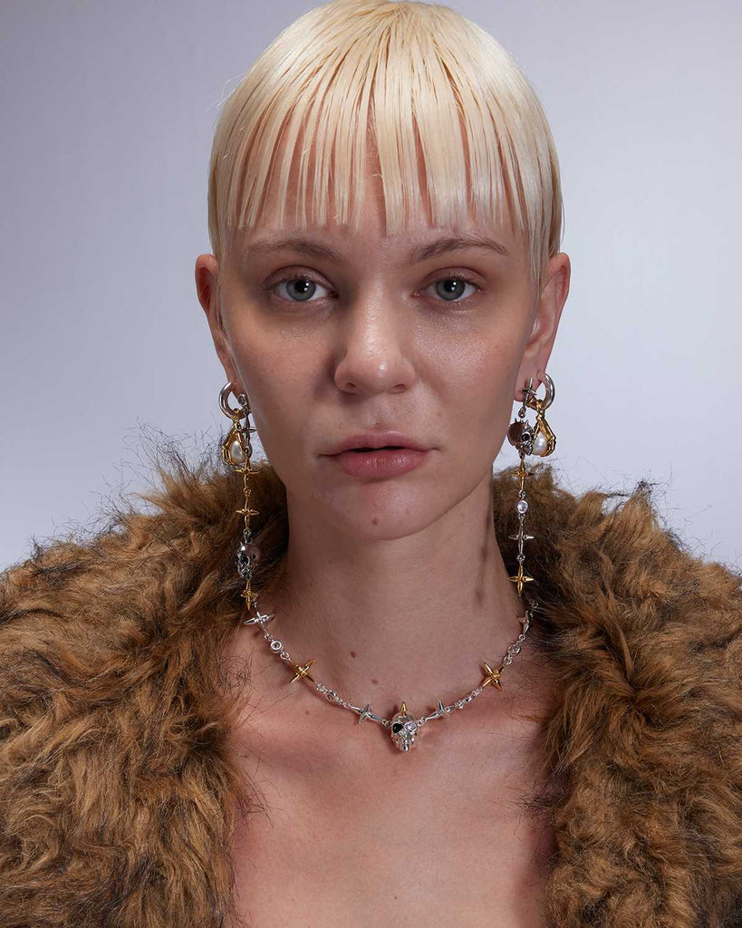 Silver & Golden Skull Necklace OLUV Jewelry