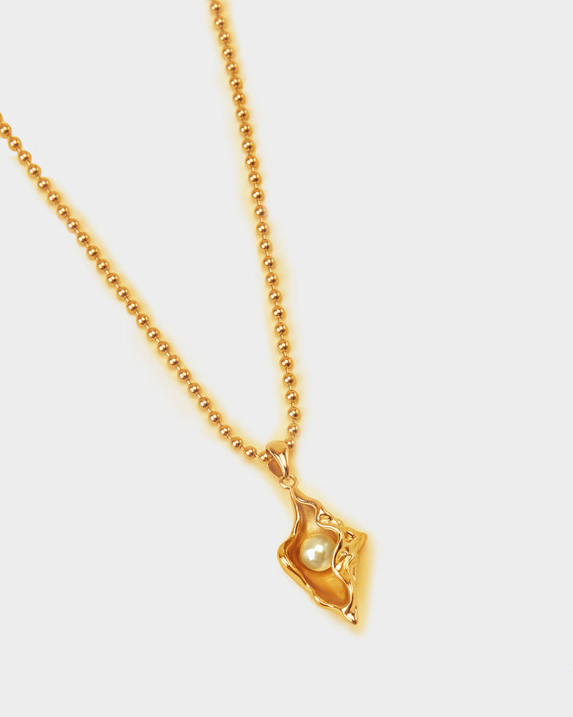 RADIANCE Pearl Conch Shell Drop Necklace OLUV Jewelry