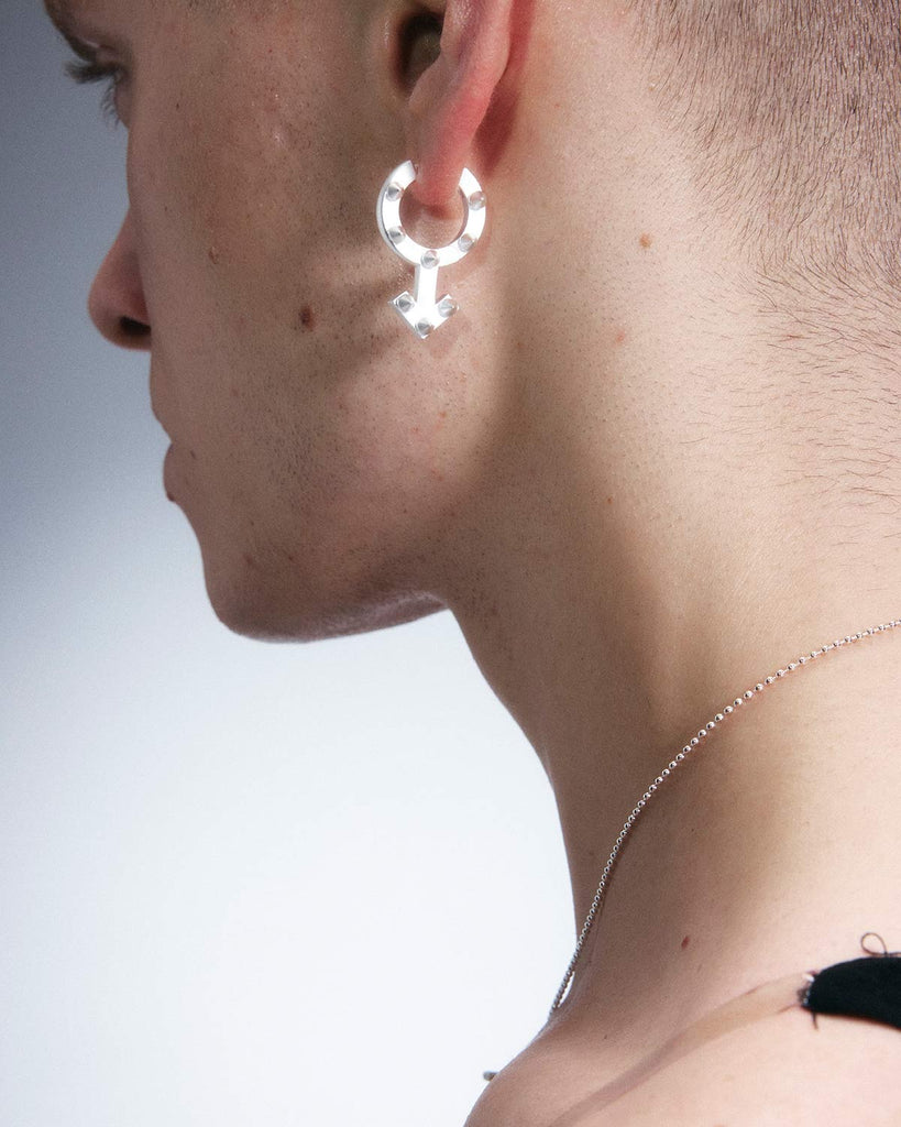 Matte Mars Symbol Studded Earrings OLUV Jewelry