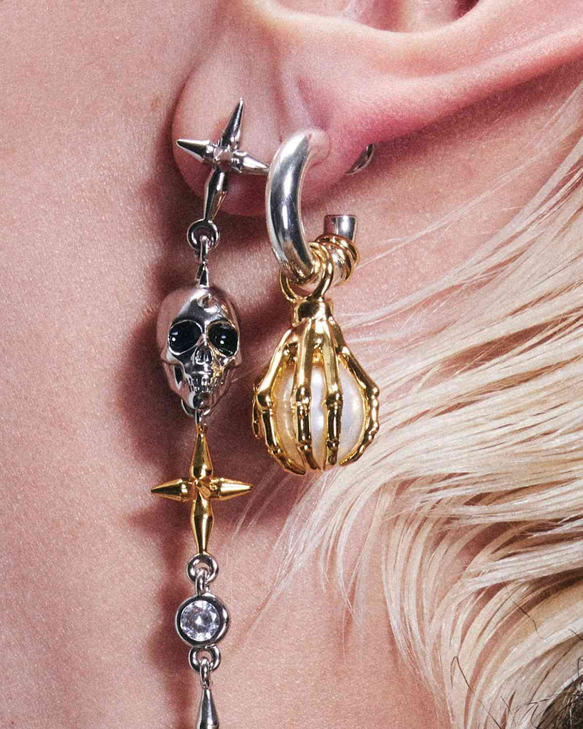 Skeletal Claw Pearl Earrings OLUV Jewelry