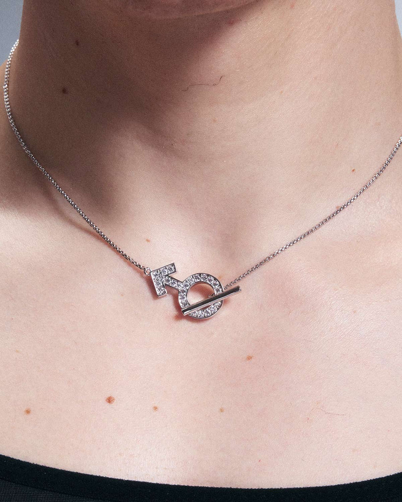 Mossanite Mars Symbol OT Necklace OLUV Jewelry