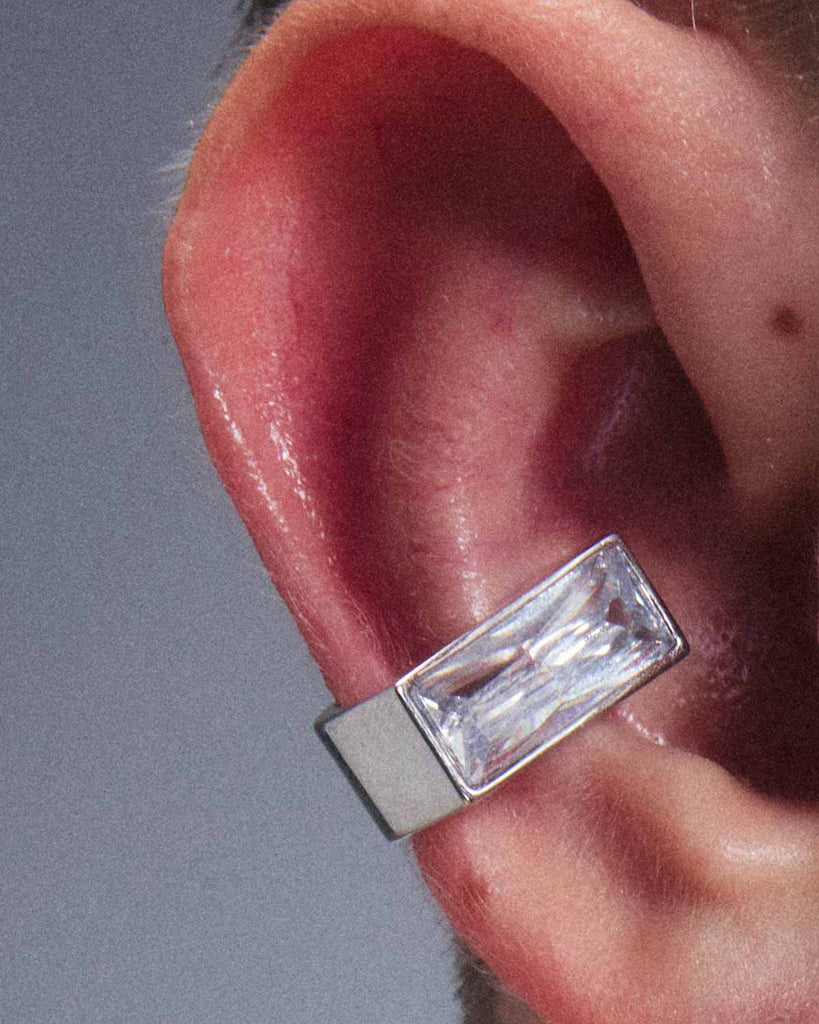 Rectangular Mossanite Ear Cuff OLUV Jewelry