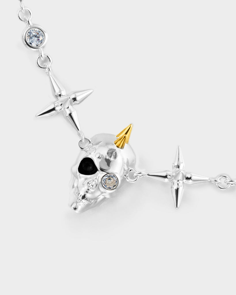 Silver & Golden Skull Necklace OLUV Jewelry