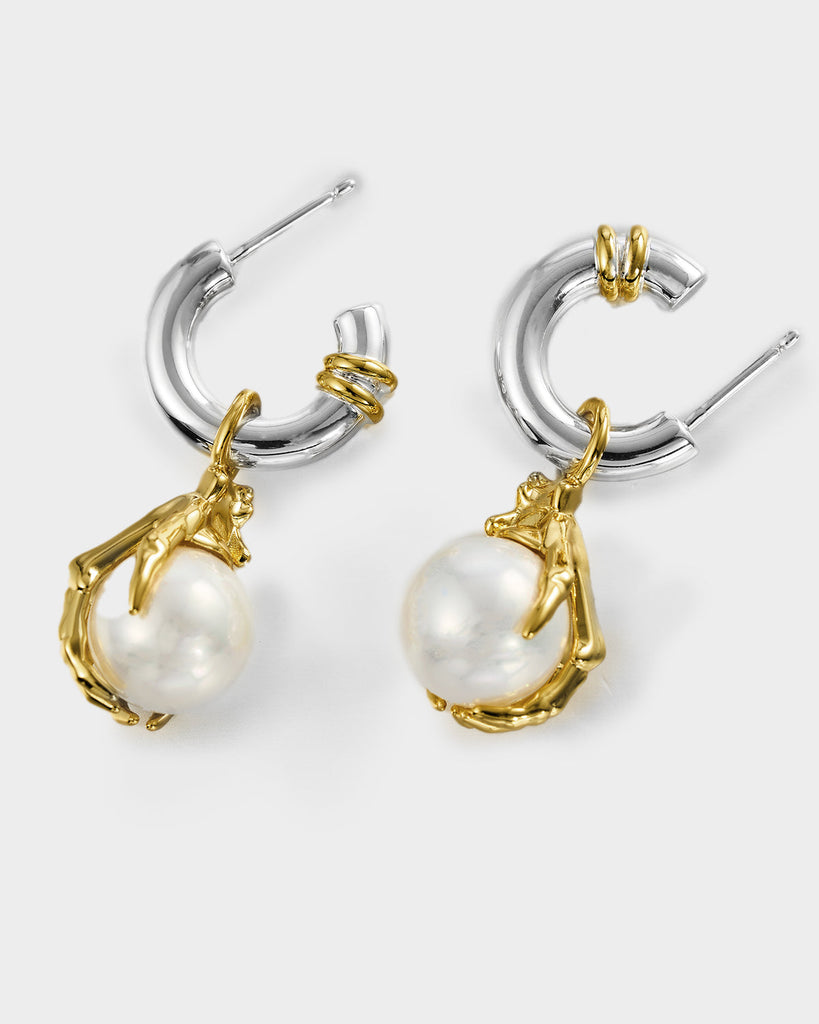 Skeletal Claw Pearl Earrings OLUV Jewelry