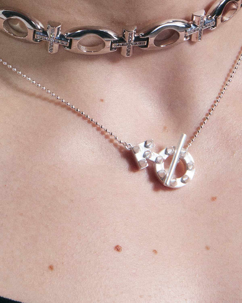 Mars Symbol OT Clasp Beaded Necklace OLUV Jewelry