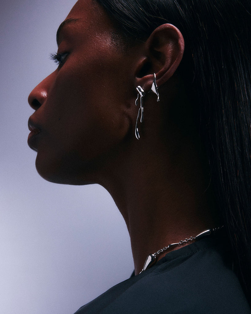 Lover Teardrop Flowing Earrings Sterling Silver OLUV Jewelry