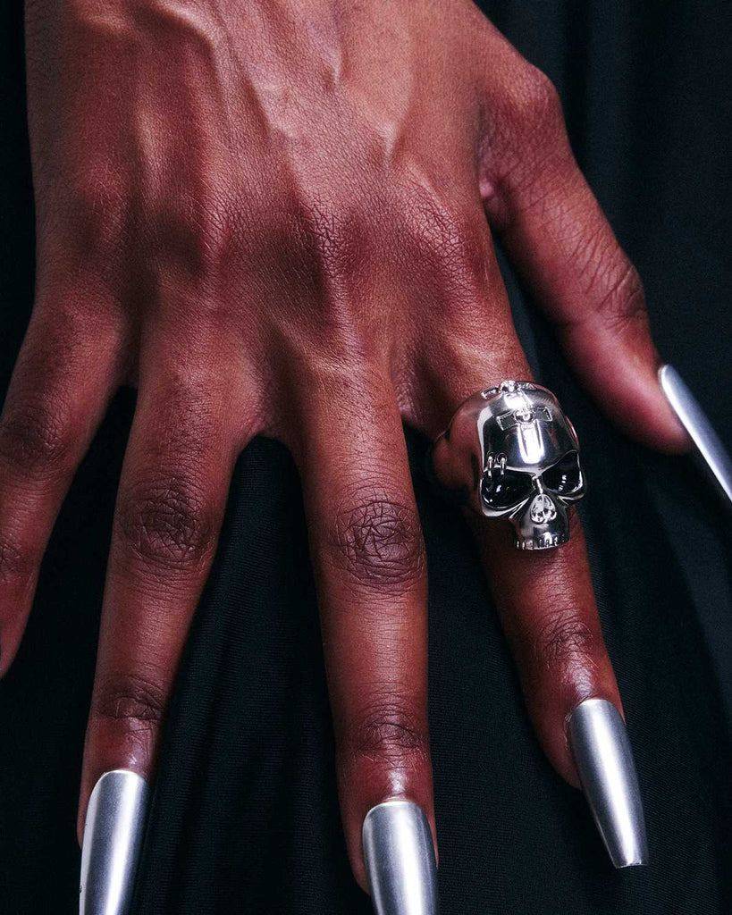 Silver Large Skull Ring OLUV Jewelry