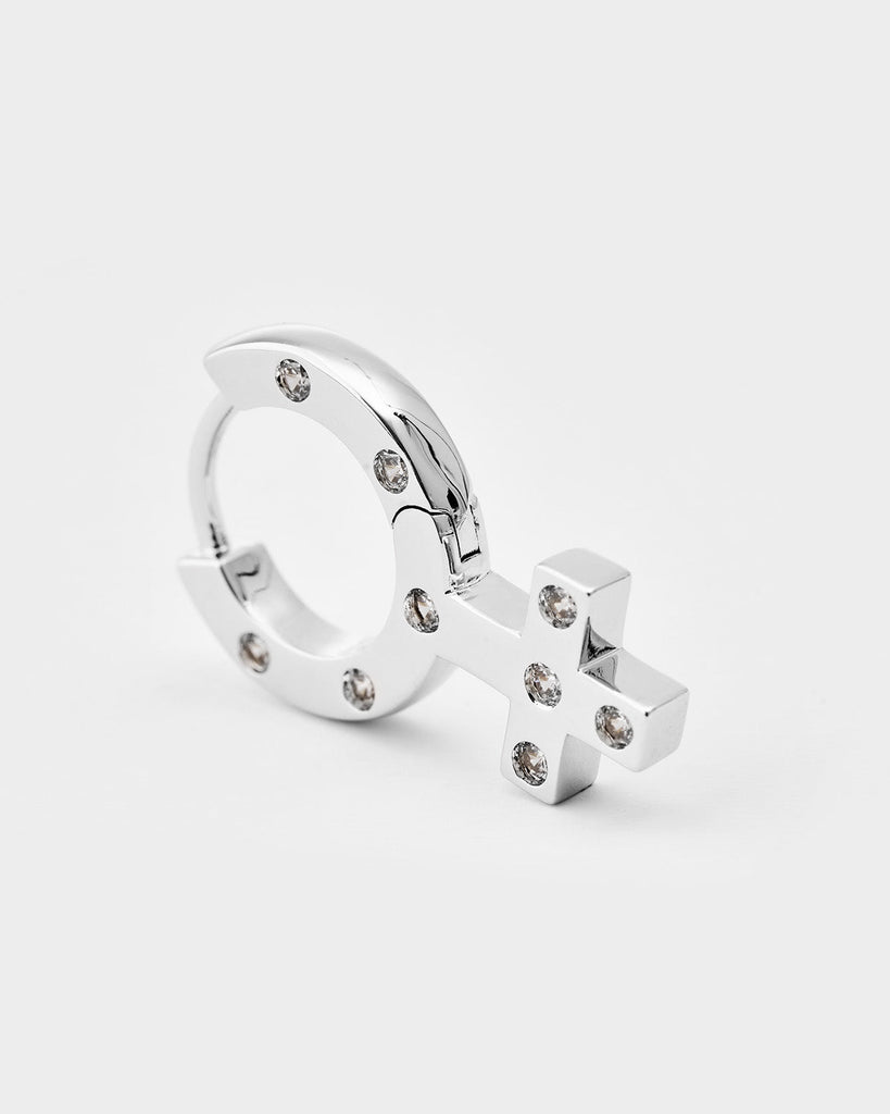 Silver Mossanite Venus Symbol Earrings OLUV Jewelry