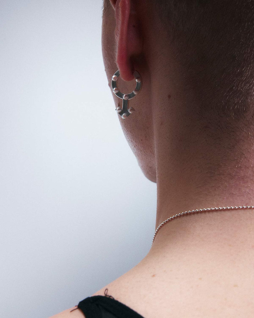 Matte Mars Symbol Studded Earrings OLUV Jewelry