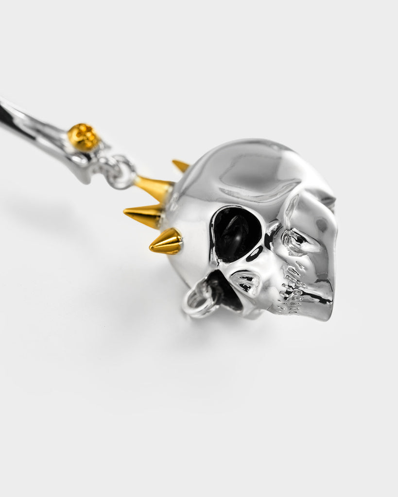 Silver & Golden Dangling Skull Earrings OLUV Jewelry