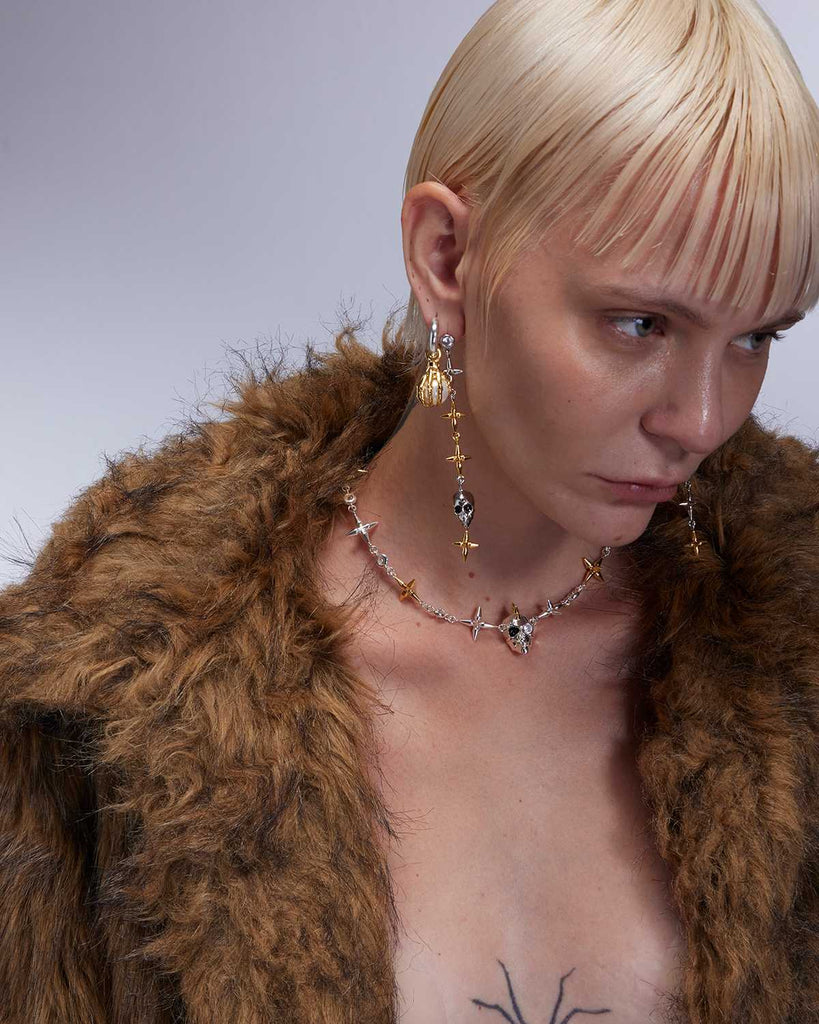 Silver & Golden Skull Necklace OLUV Jewelry