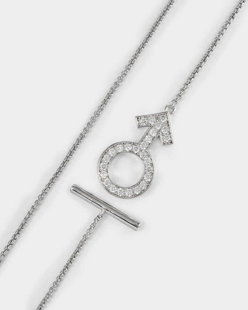 Mossanite Mars Symbol OT Necklace OLUV Jewelry