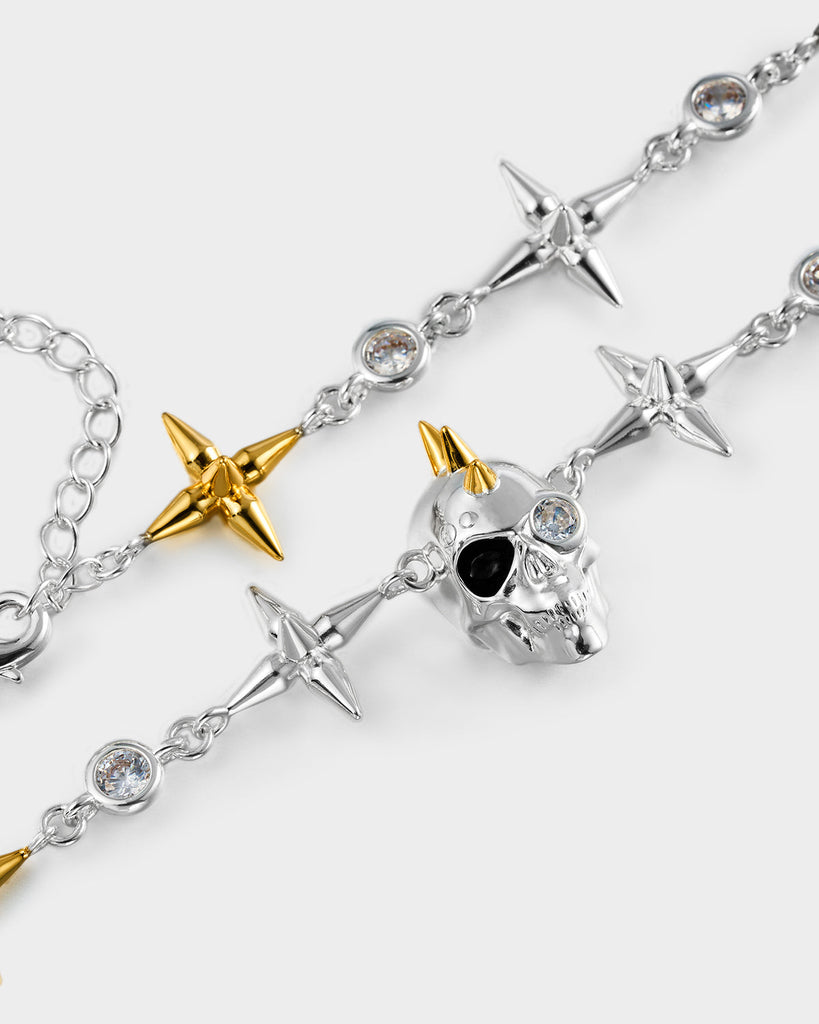 Silver & Golden Skull Necklace OLUV Jewelry