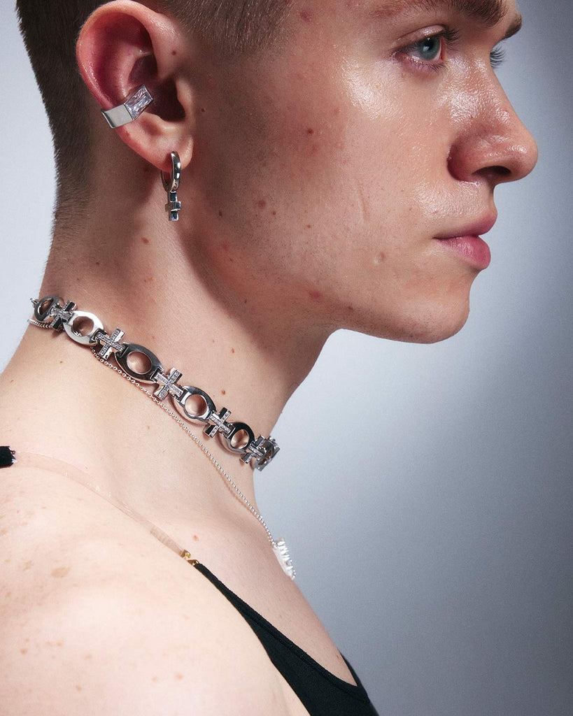 Silver Mossanite Venus Symbol Earrings OLUV Jewelry