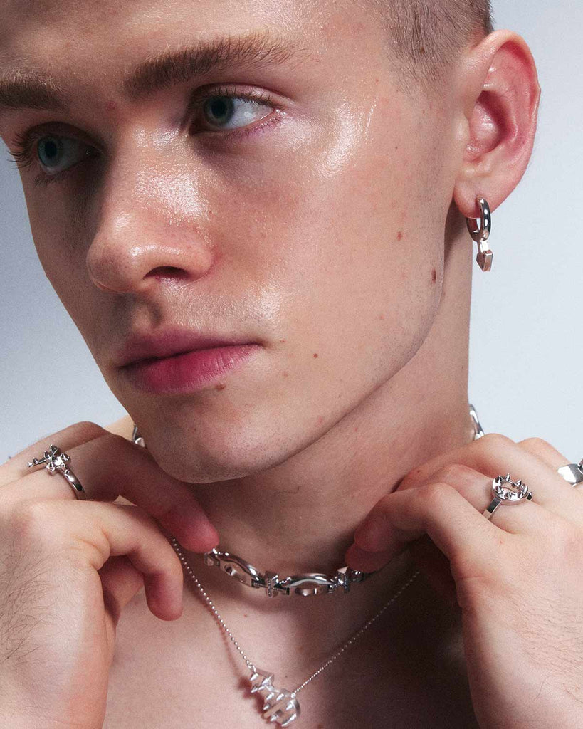 Silver Mossanite Mars Symbol Earrings OLUV Jewelry