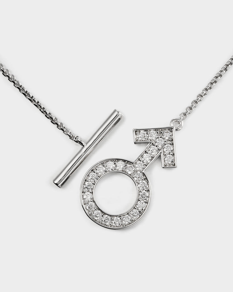 Mossanite Mars Symbol OT Necklace OLUV Jewelry