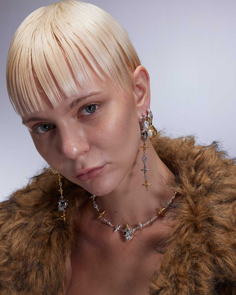 Silver & Golden Skull Necklace OLUV Jewelry