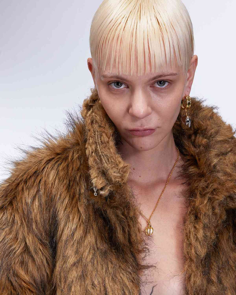 Silver & Golden Studded Skull Earrings OLUV Jewelry