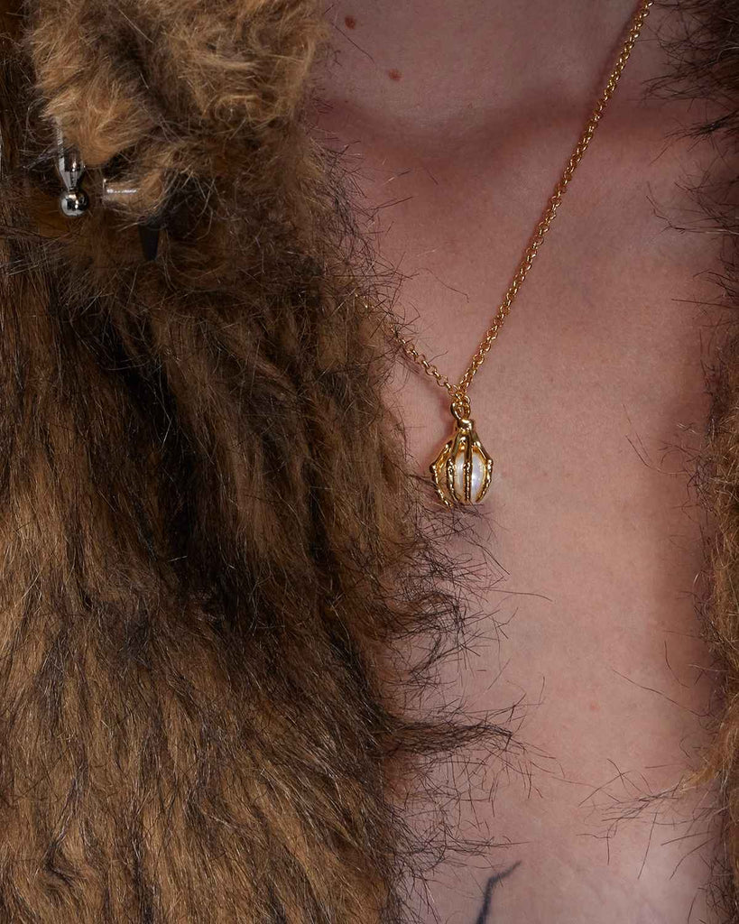 Golden Skeletal Claw Pendant OLUV Jewelry