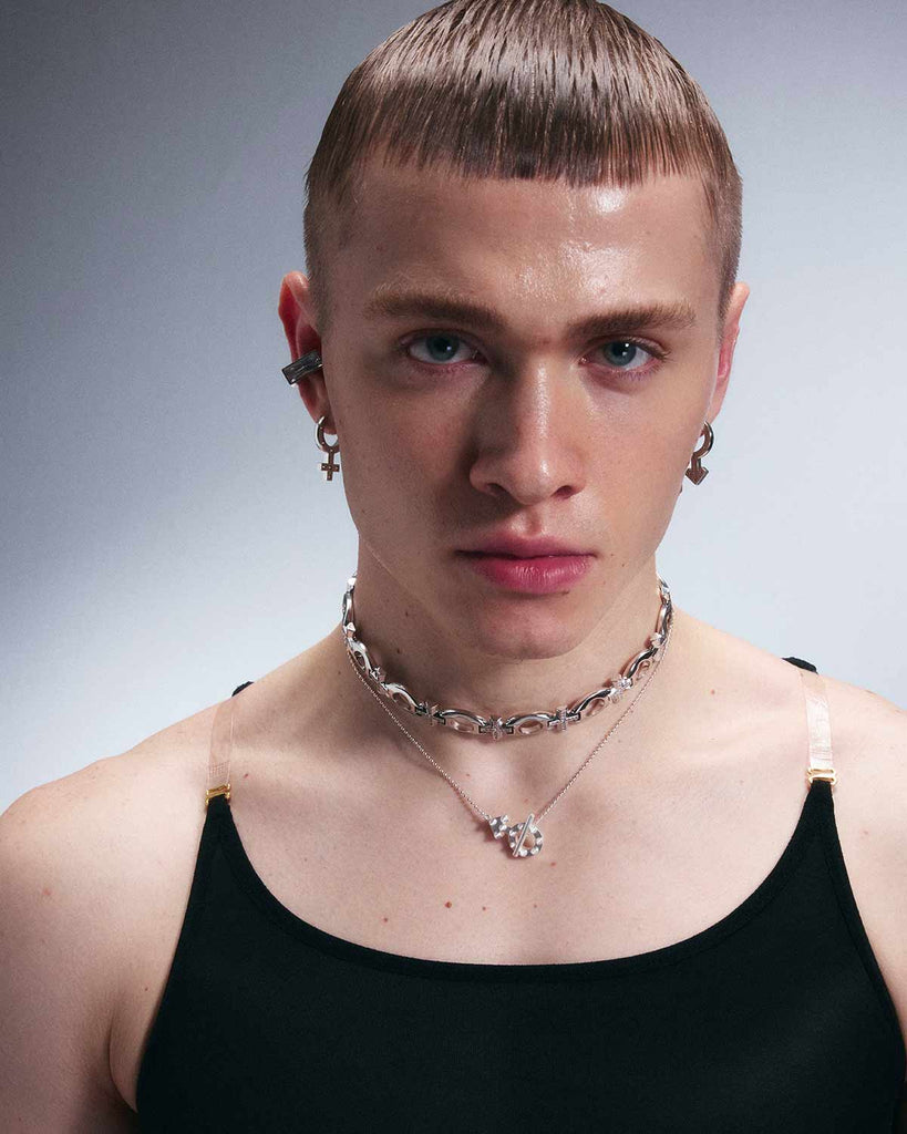 Mars Symbol OT Clasp Beaded Necklace OLUV Jewelry