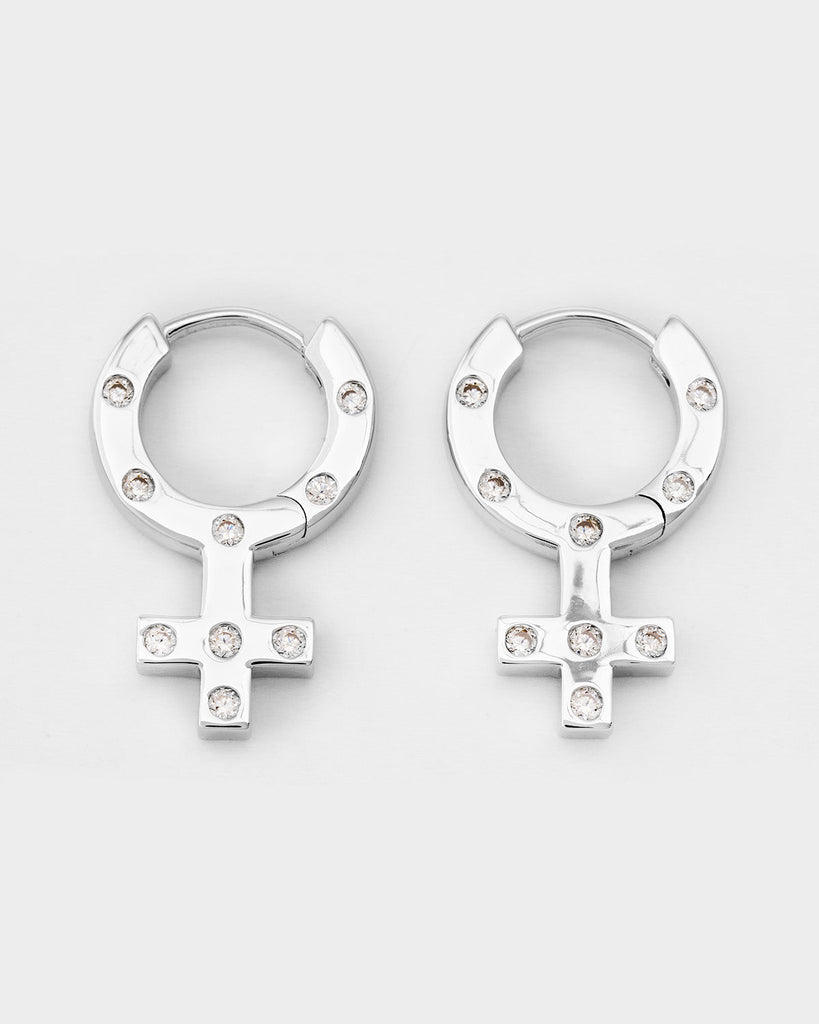 Silver Mossanite Venus Symbol Earrings OLUV Jewelry