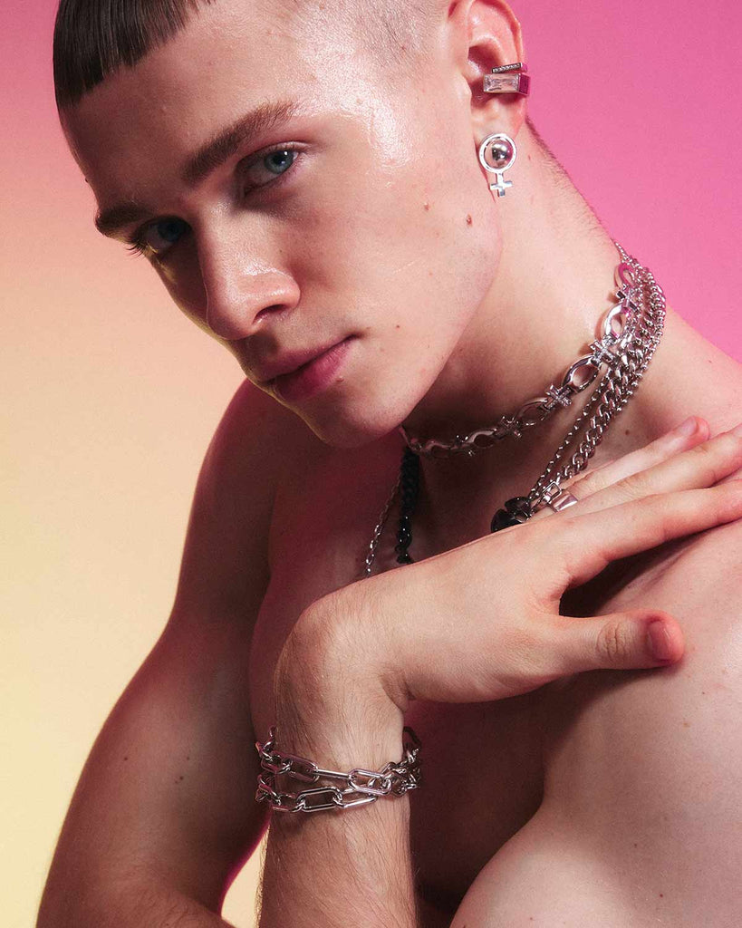 Silver Orb Venus Symbol Earrings OLUV Jewelry