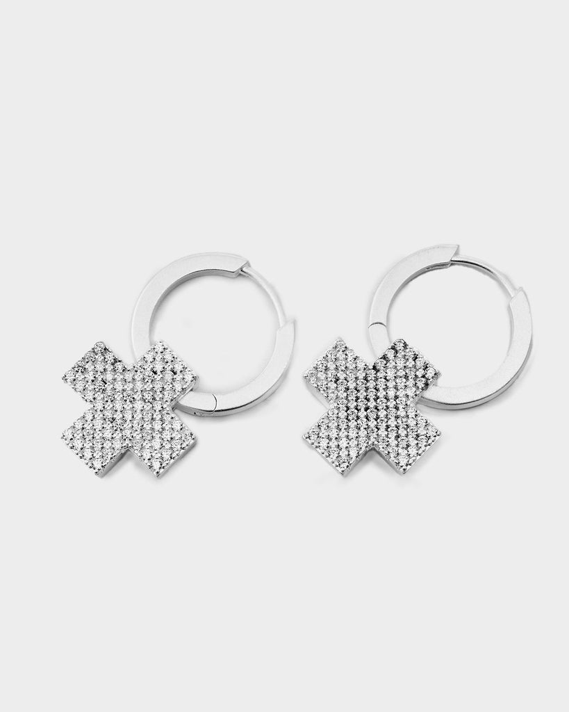 Fully-Studded Mossanite Cross Earrings OLUV Jewelry
