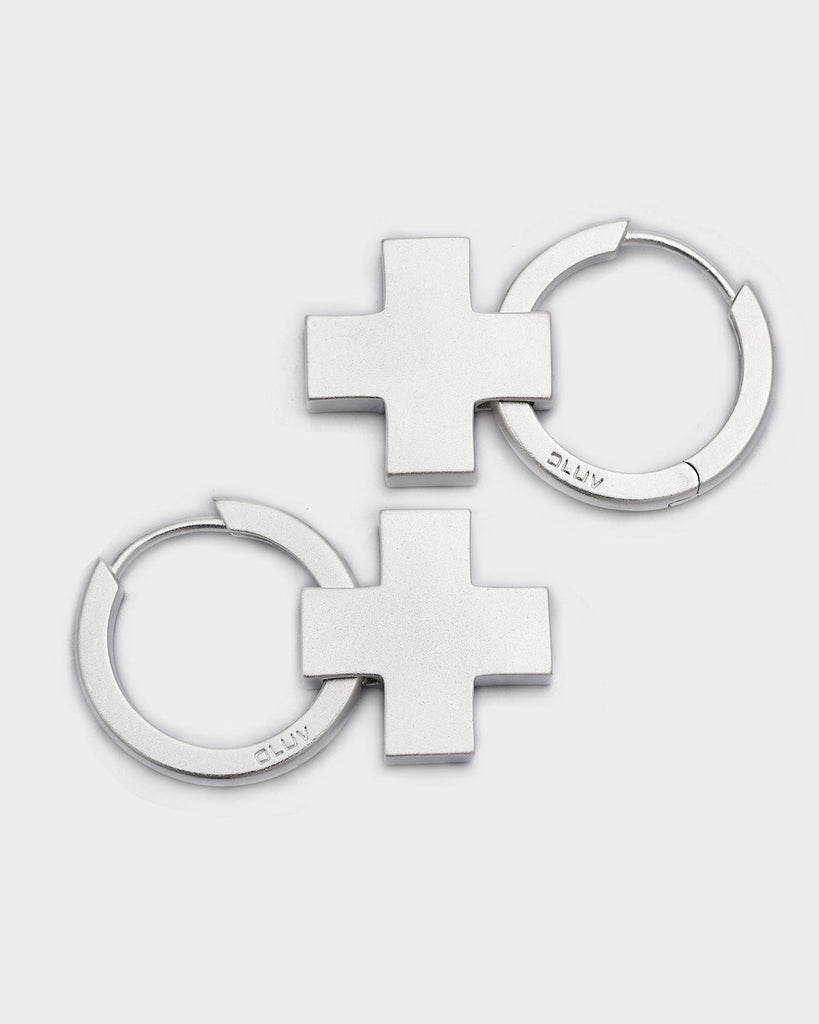 Silver Cross Earrings OLUV Jewelry