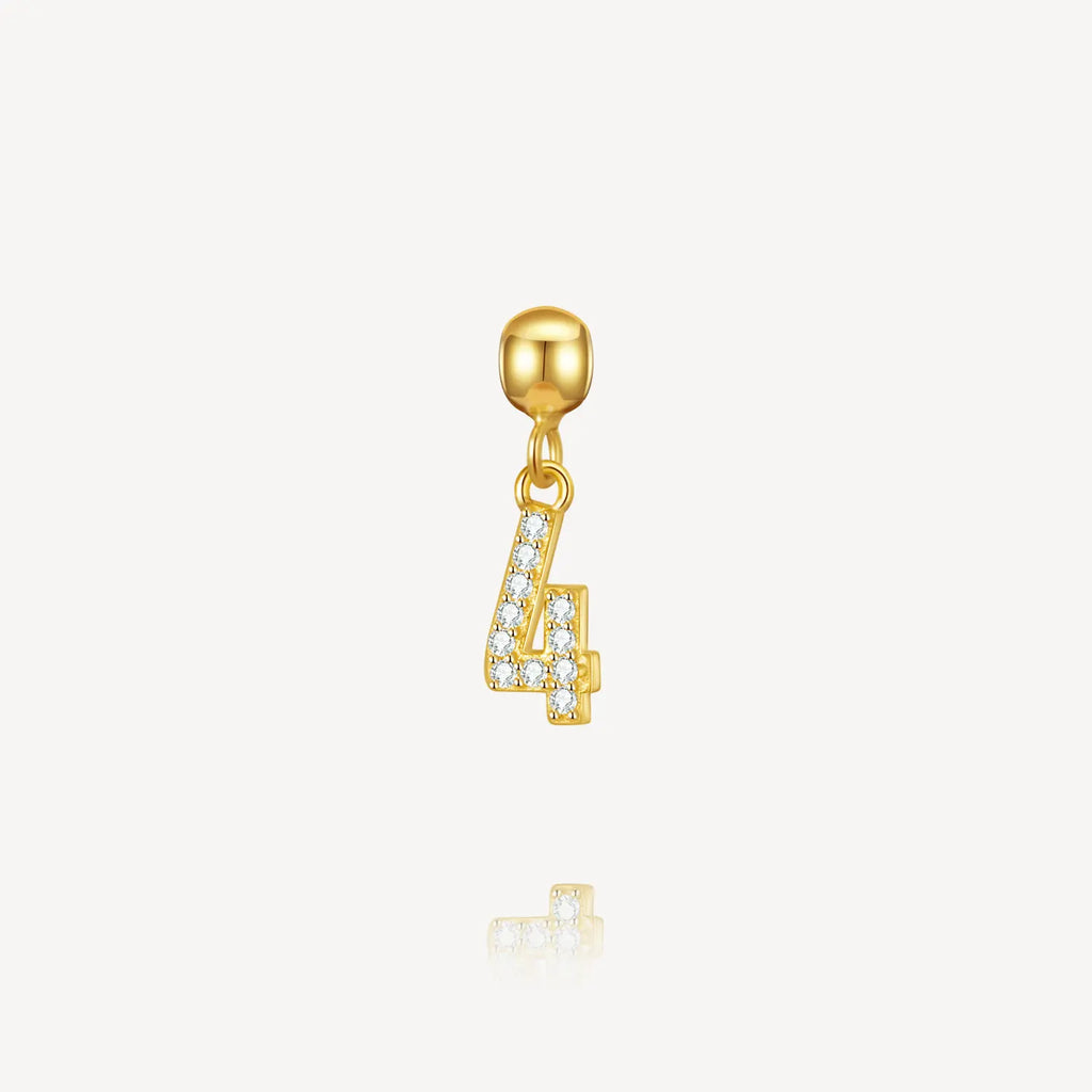 number 4 charm, necklace charm, number charms