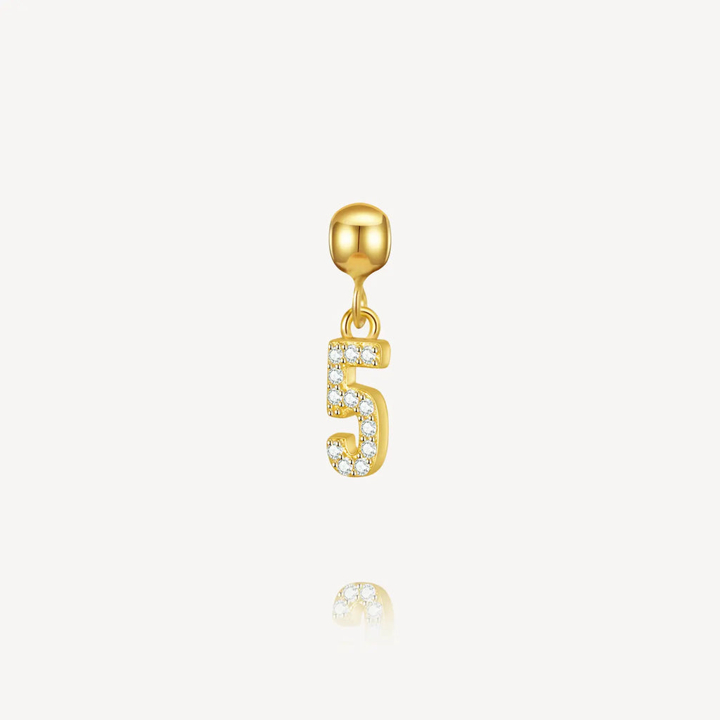 number 5 charm, necklace charm, number charms