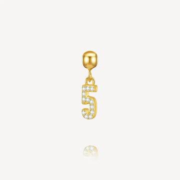 number 5 charm, necklace charm, number charms