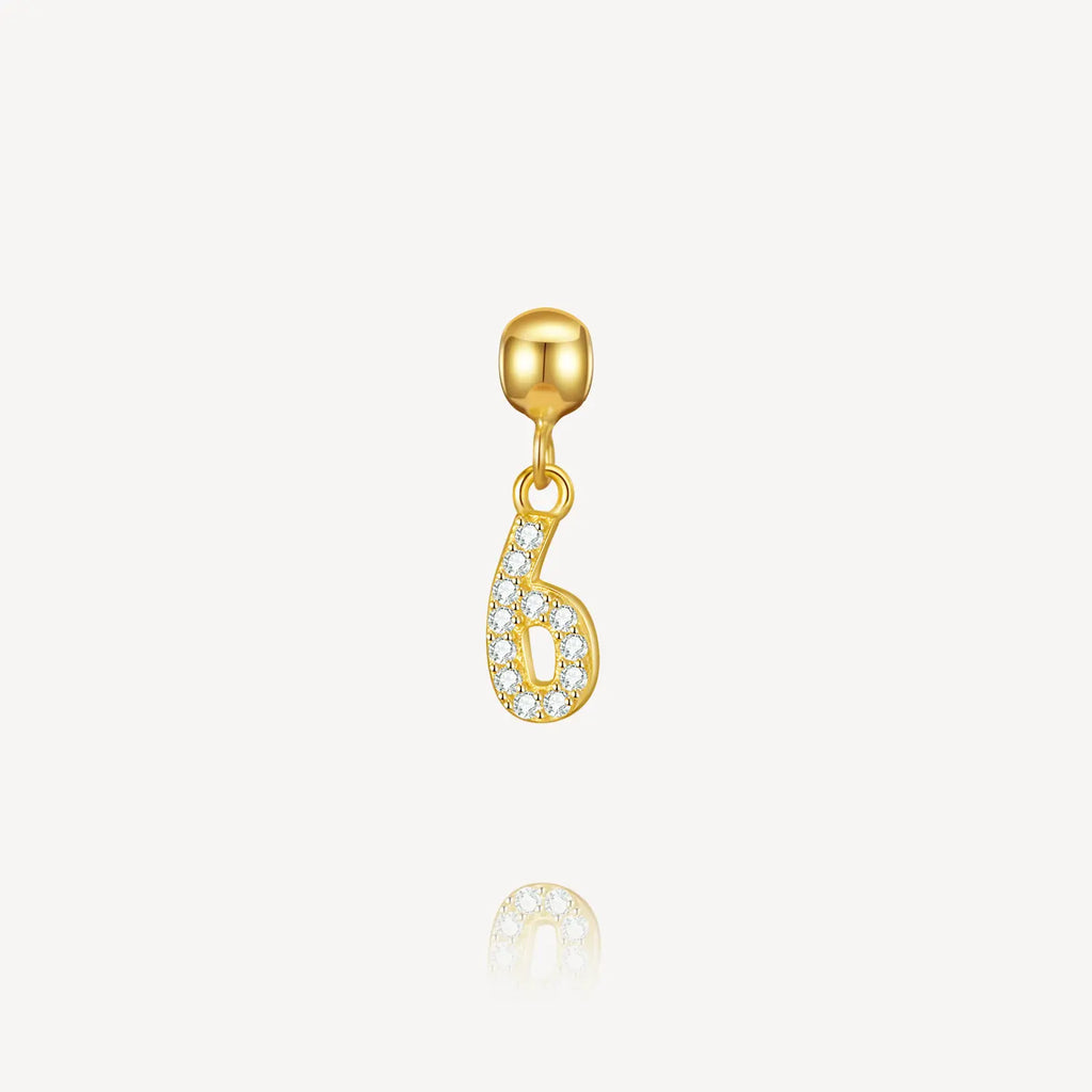 number 6 charm, necklace charm, number charms