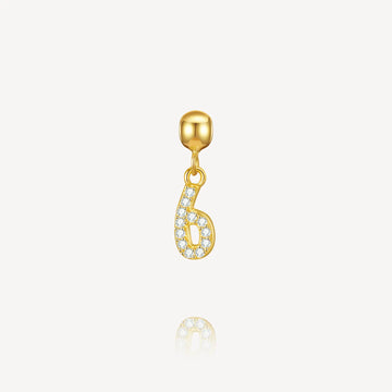 number 6 charm, necklace charm, number charms