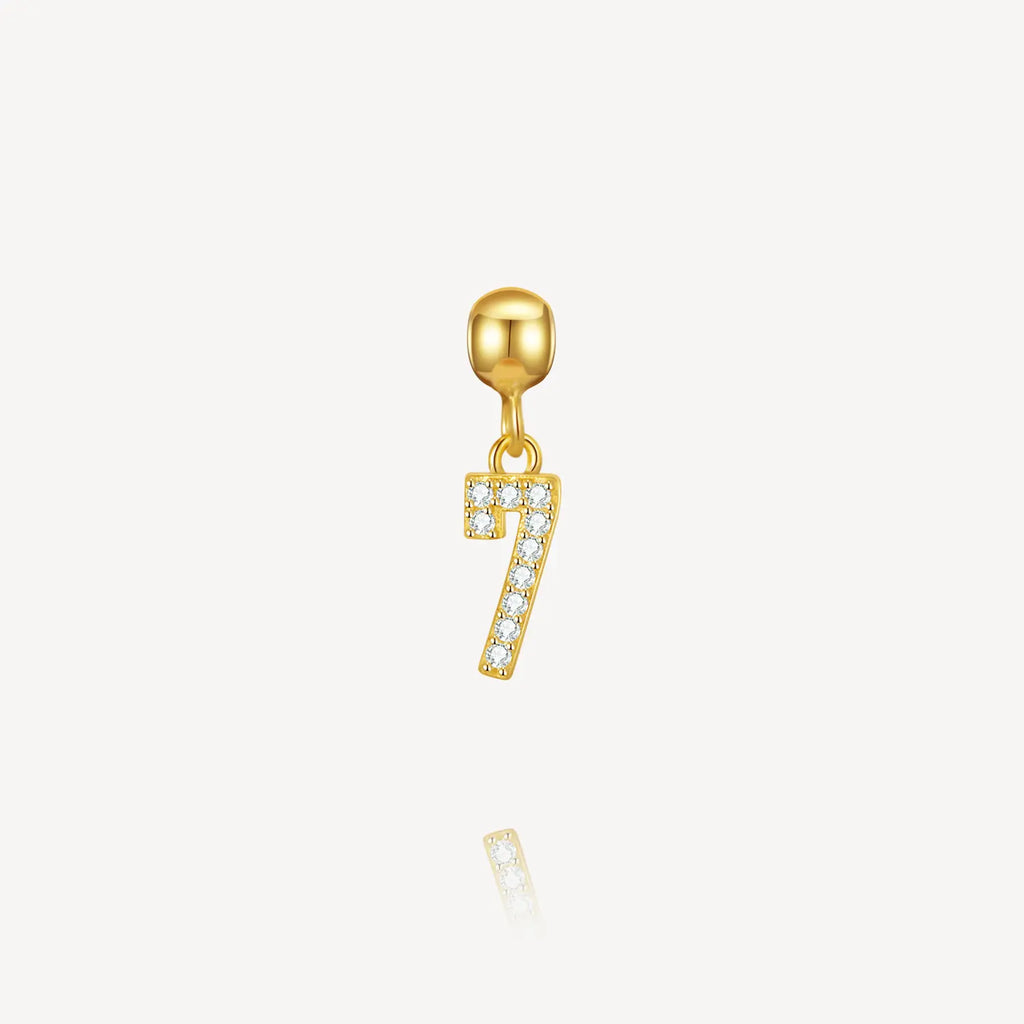 number 7 charm, necklace charm, number charms
