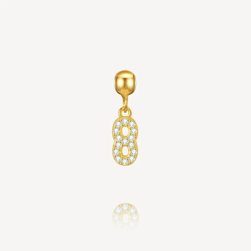 number 8 charm, necklace charm, number charms