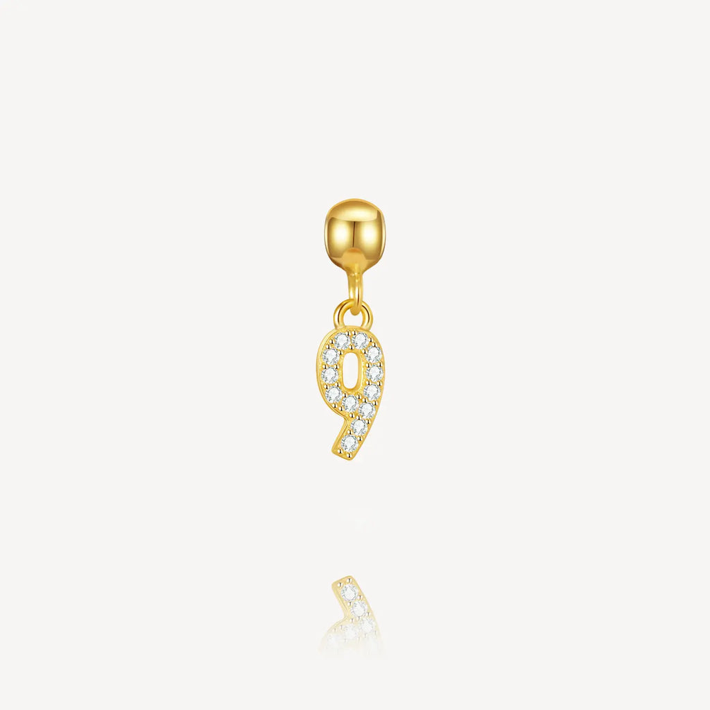 number 9 charm, necklace charm, number charms