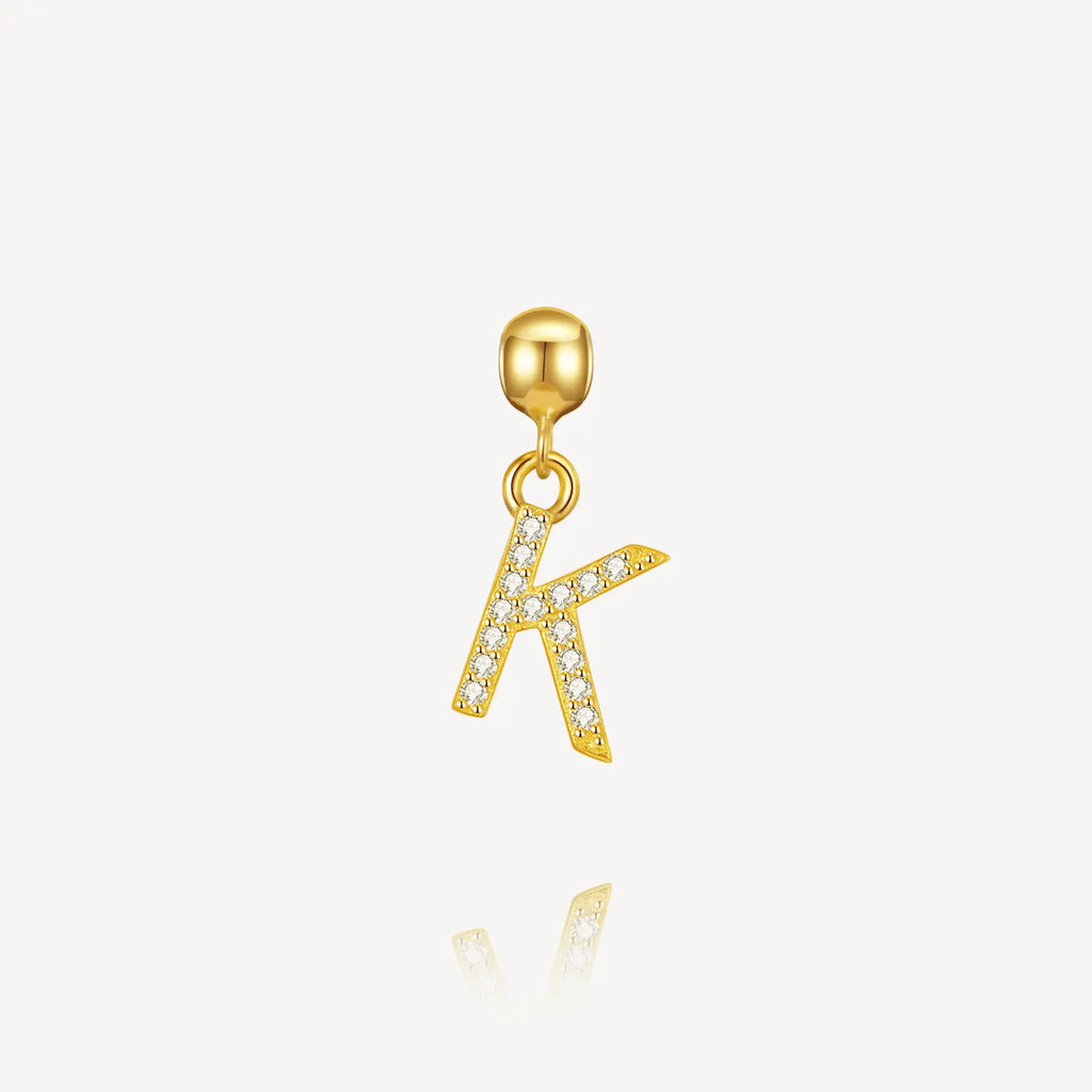 necklace charm, letter charm, initial charm, K