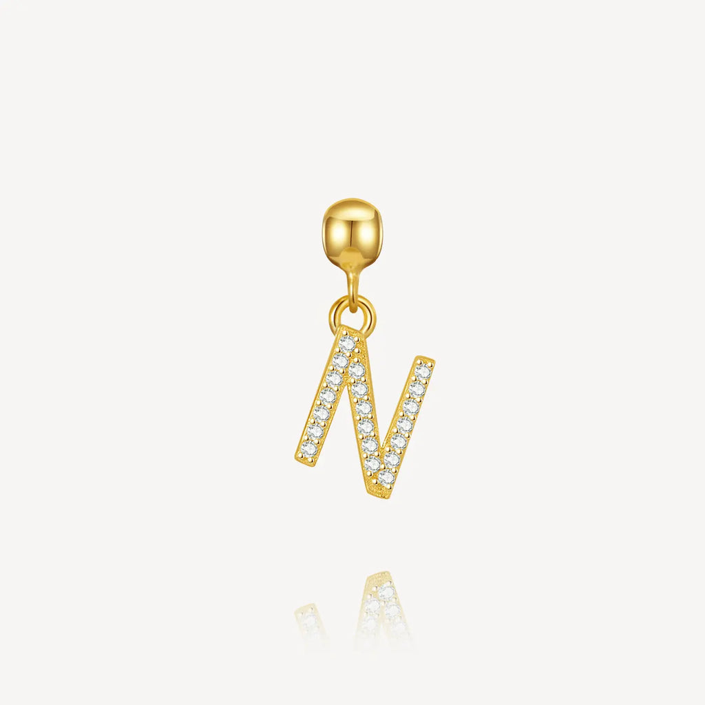 necklace charm, letter charm, initial charm, N