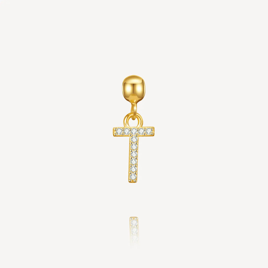 necklace charm, letter charm, initial charm, T