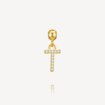 necklace charm, letter charm, initial charm, T