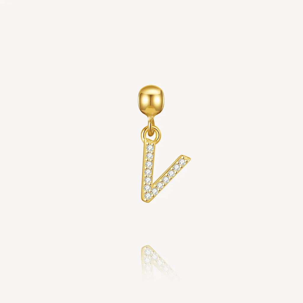 necklace charm, letter charm, initial charm, V