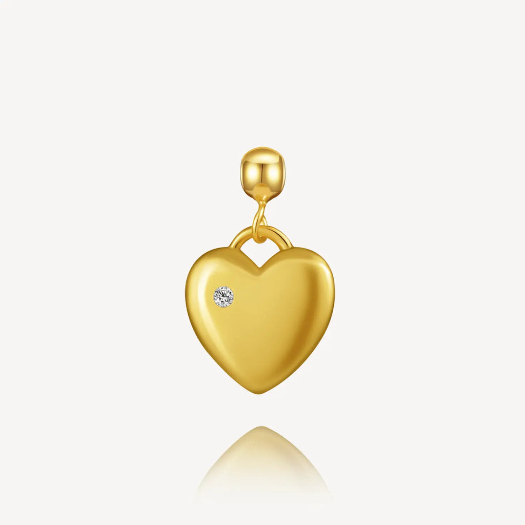Necklace charm, Assorted Shaped Charm, Golden Heart