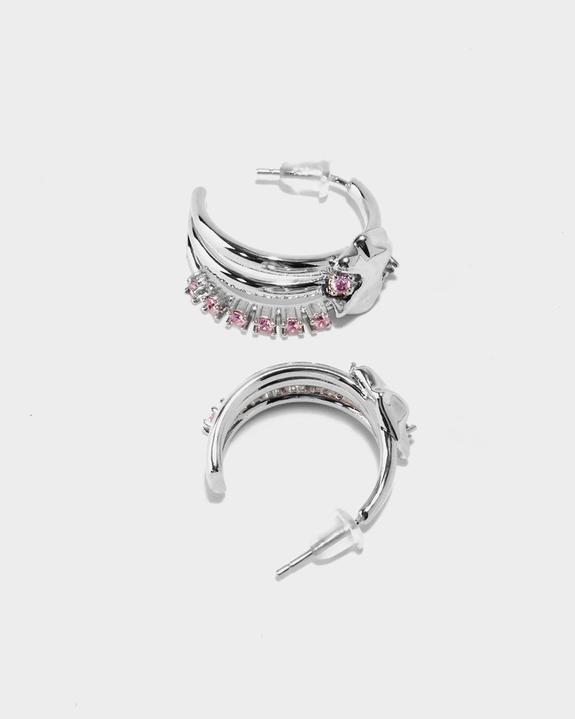 silver anklet earrings, silver ear chain earrings, silver shoulder duster earrings