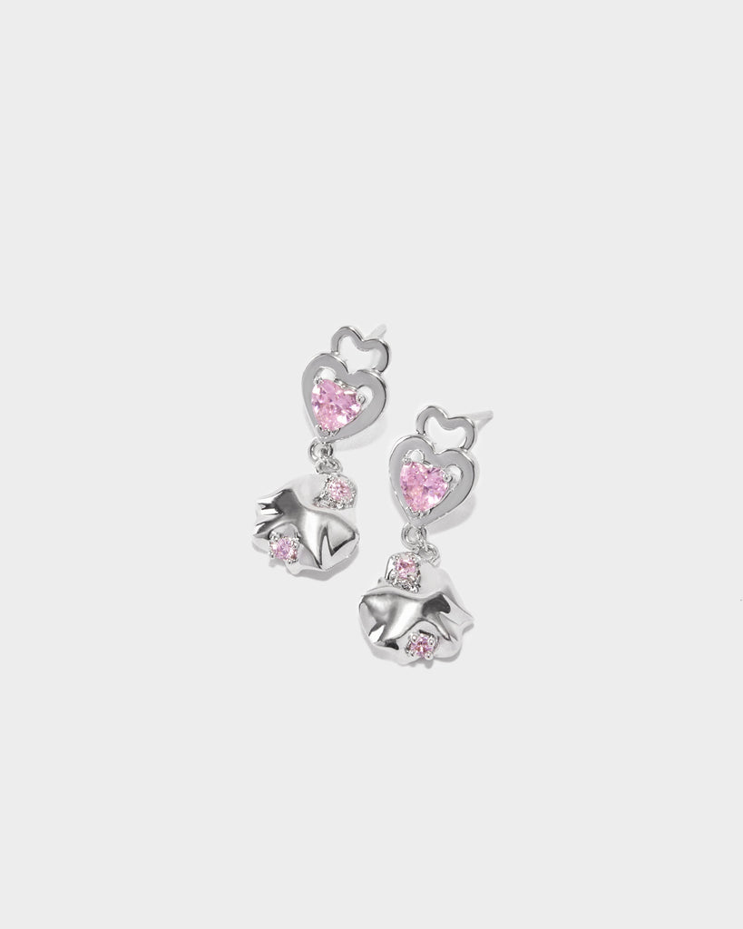 silver cubic zirconia earrings, silver crystal earrings, silver rhinestone earrings