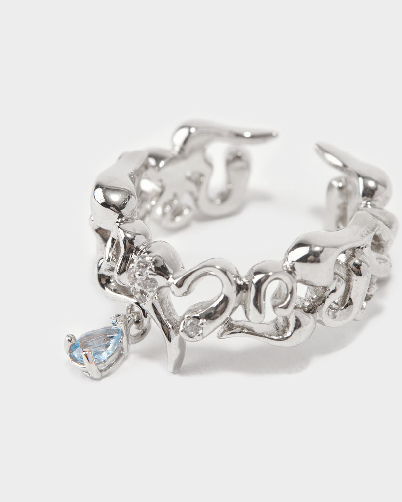 white gold angel ring, white gold fairy ring, white gold mythical ring