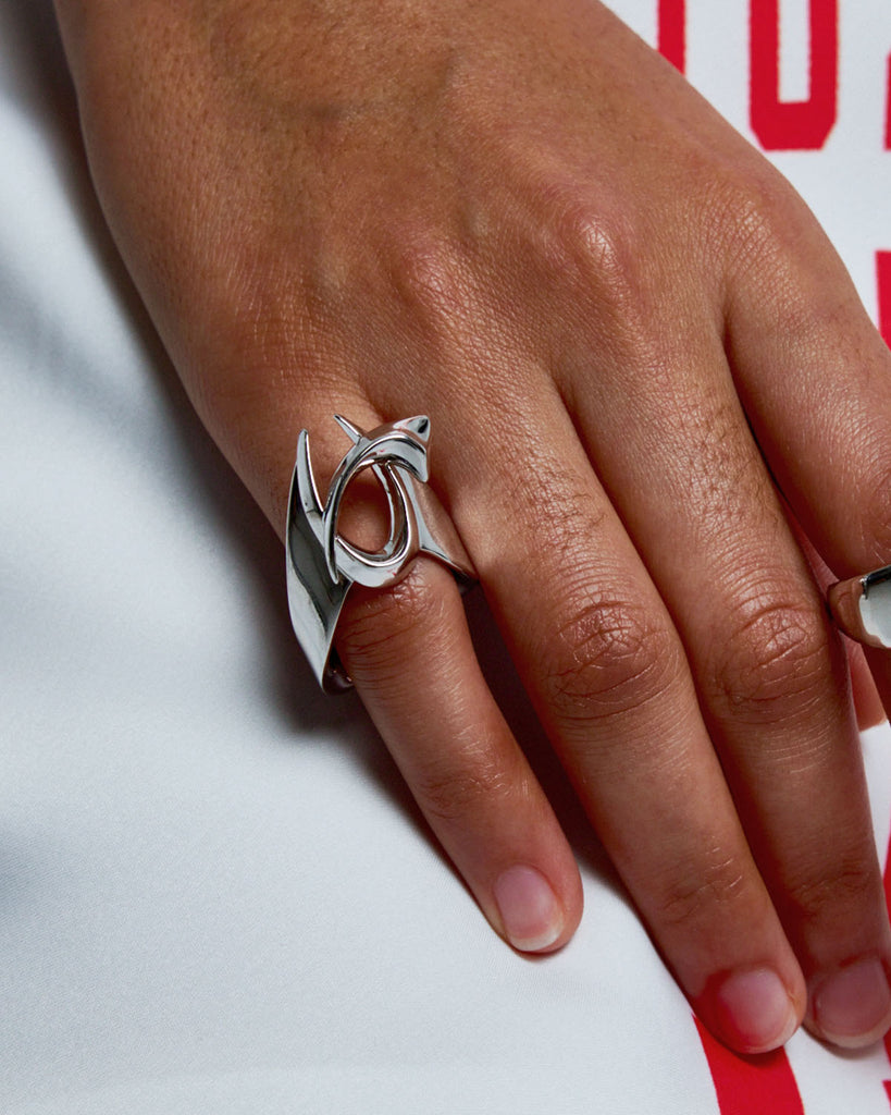 white gold ceramic ring, white gold porcelain ring, white gold clay ring