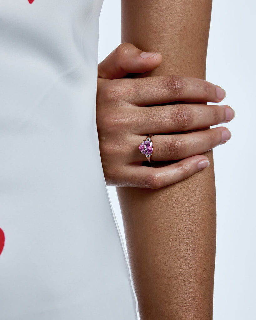 white gold dancer ring, white gold ballerina ring, white gold performer ring