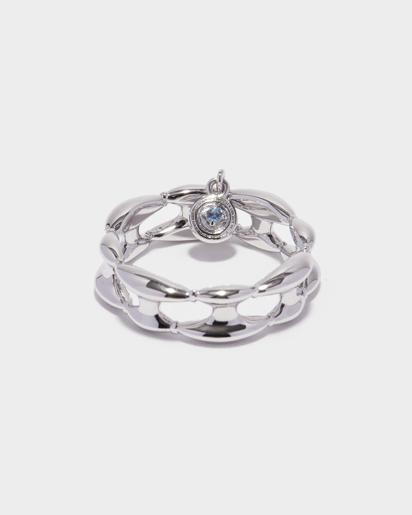 white gold floral ring, white gold flower ring, white gold botanical ring